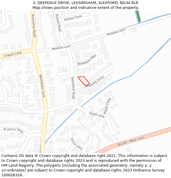 3, DEEPDALE DRIVE, LEASINGHAM, SLEAFORD, NG34 8LR: Location map and indicative extent of plot