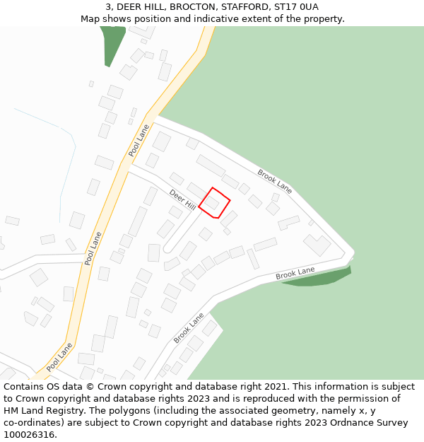 3, DEER HILL, BROCTON, STAFFORD, ST17 0UA: Location map and indicative extent of plot