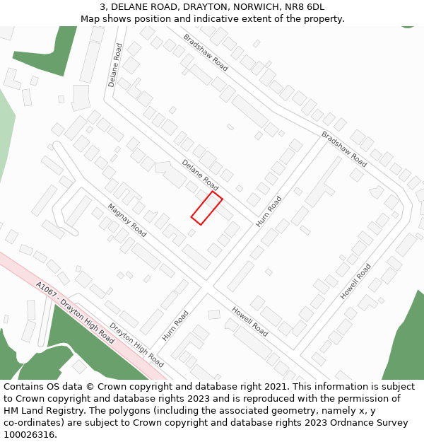 3, DELANE ROAD, DRAYTON, NORWICH, NR8 6DL: Location map and indicative extent of plot