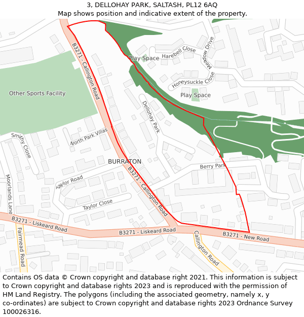 3, DELLOHAY PARK, SALTASH, PL12 6AQ: Location map and indicative extent of plot