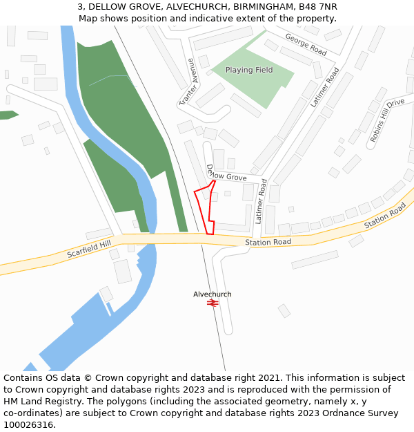 3, DELLOW GROVE, ALVECHURCH, BIRMINGHAM, B48 7NR: Location map and indicative extent of plot