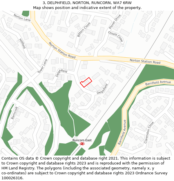 3, DELPHFIELD, NORTON, RUNCORN, WA7 6RW: Location map and indicative extent of plot