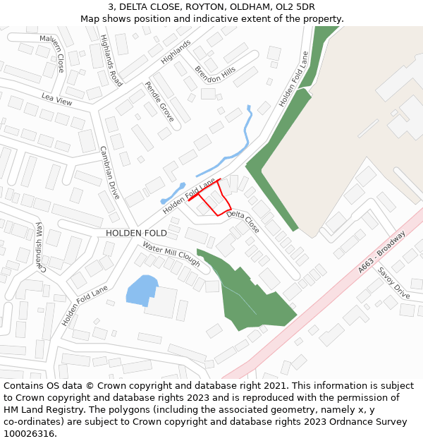 3, DELTA CLOSE, ROYTON, OLDHAM, OL2 5DR: Location map and indicative extent of plot