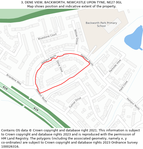 3, DENE VIEW, BACKWORTH, NEWCASTLE UPON TYNE, NE27 0GL: Location map and indicative extent of plot