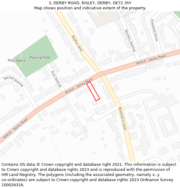 3, DERBY ROAD, RISLEY, DERBY, DE72 3SY: Location map and indicative extent of plot
