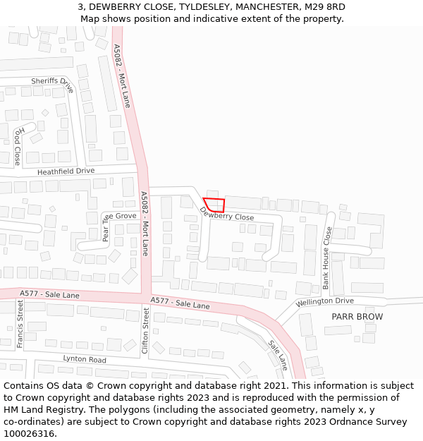 3, DEWBERRY CLOSE, TYLDESLEY, MANCHESTER, M29 8RD: Location map and indicative extent of plot