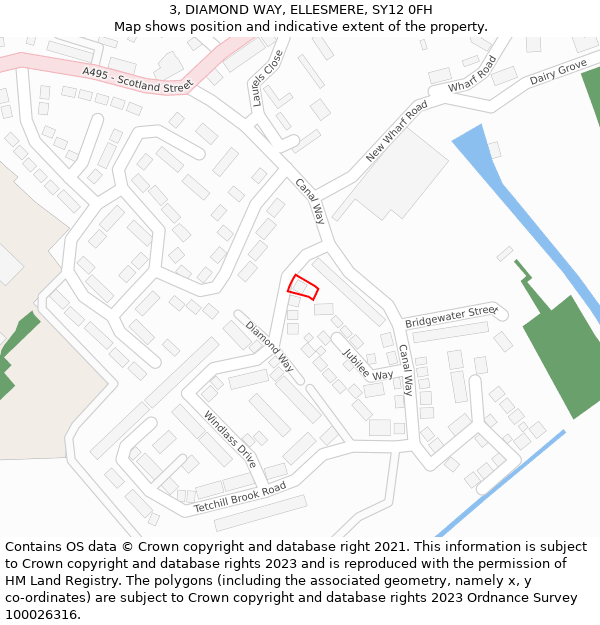 3, DIAMOND WAY, ELLESMERE, SY12 0FH: Location map and indicative extent of plot