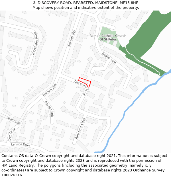 3, DISCOVERY ROAD, BEARSTED, MAIDSTONE, ME15 8HF: Location map and indicative extent of plot