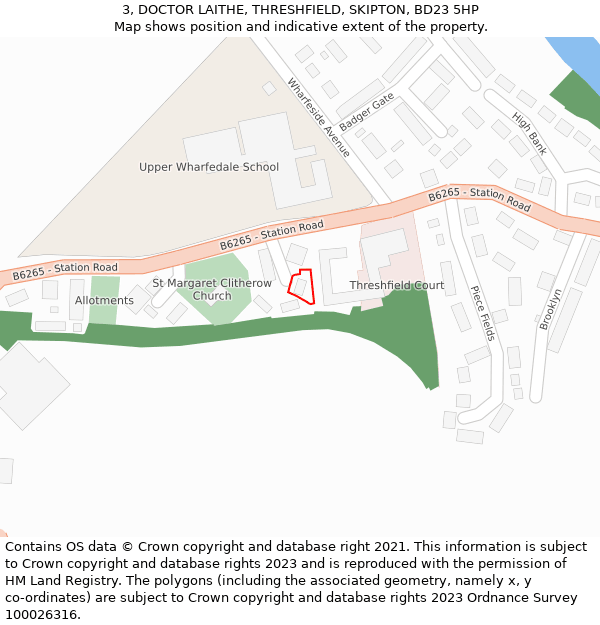 3, DOCTOR LAITHE, THRESHFIELD, SKIPTON, BD23 5HP: Location map and indicative extent of plot