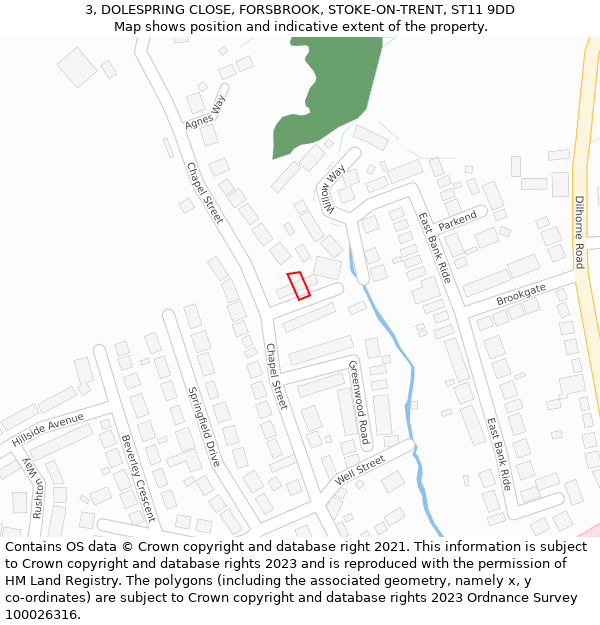 3, DOLESPRING CLOSE, FORSBROOK, STOKE-ON-TRENT, ST11 9DD: Location map and indicative extent of plot