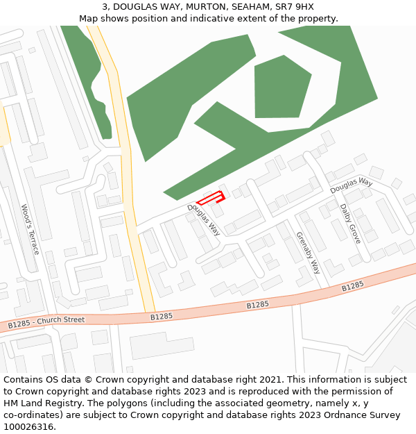 3, DOUGLAS WAY, MURTON, SEAHAM, SR7 9HX: Location map and indicative extent of plot