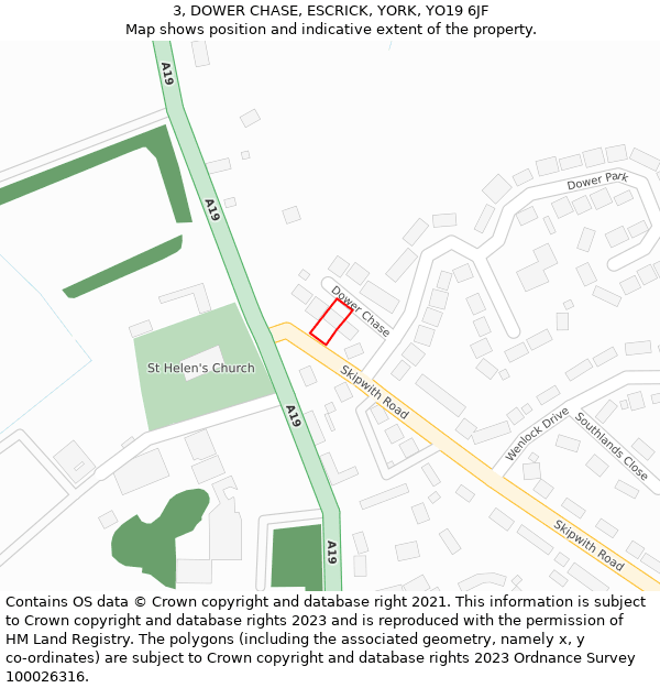 3, DOWER CHASE, ESCRICK, YORK, YO19 6JF: Location map and indicative extent of plot