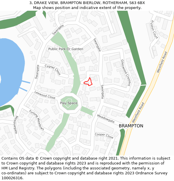 3, DRAKE VIEW, BRAMPTON BIERLOW, ROTHERHAM, S63 6BX: Location map and indicative extent of plot