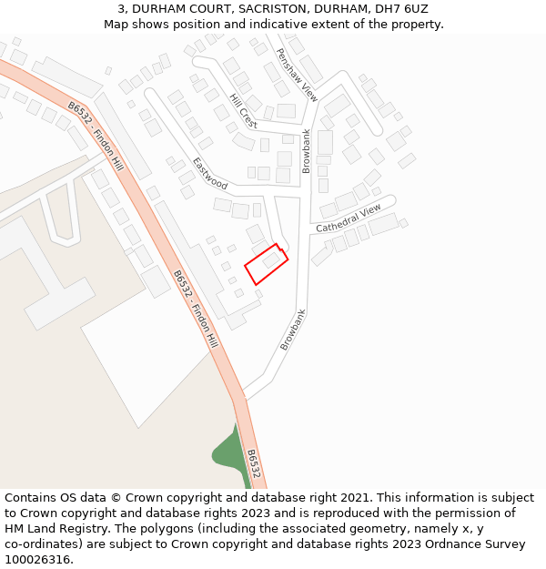 3, DURHAM COURT, SACRISTON, DURHAM, DH7 6UZ: Location map and indicative extent of plot