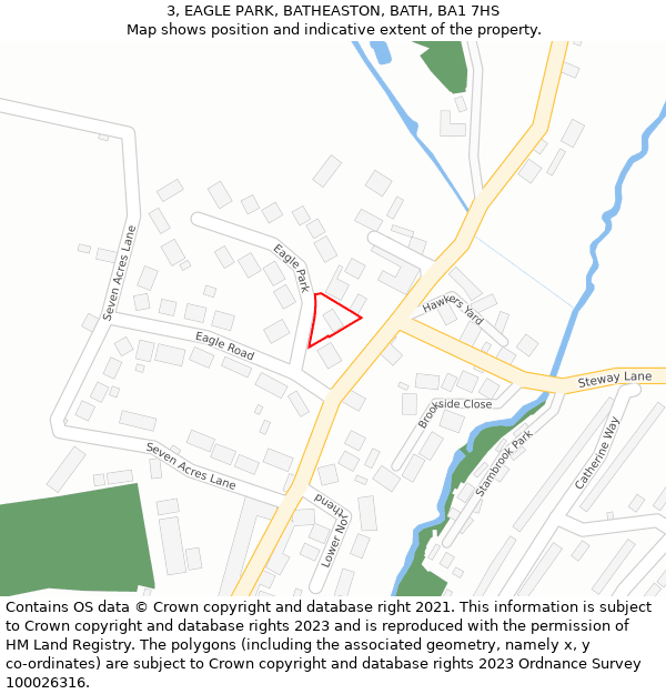 3, EAGLE PARK, BATHEASTON, BATH, BA1 7HS: Location map and indicative extent of plot