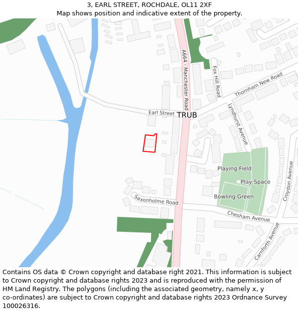 3, EARL STREET, ROCHDALE, OL11 2XF: Location map and indicative extent of plot