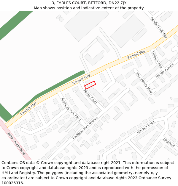 3, EARLES COURT, RETFORD, DN22 7JY: Location map and indicative extent of plot