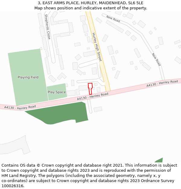 3, EAST ARMS PLACE, HURLEY, MAIDENHEAD, SL6 5LE: Location map and indicative extent of plot