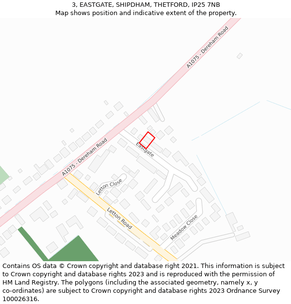 3, EASTGATE, SHIPDHAM, THETFORD, IP25 7NB: Location map and indicative extent of plot