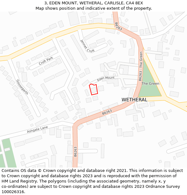 3, EDEN MOUNT, WETHERAL, CARLISLE, CA4 8EX: Location map and indicative extent of plot