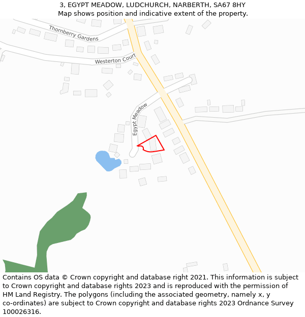 3, EGYPT MEADOW, LUDCHURCH, NARBERTH, SA67 8HY: Location map and indicative extent of plot