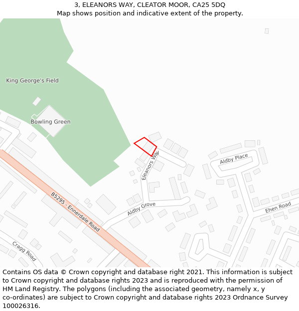 3, ELEANORS WAY, CLEATOR MOOR, CA25 5DQ: Location map and indicative extent of plot