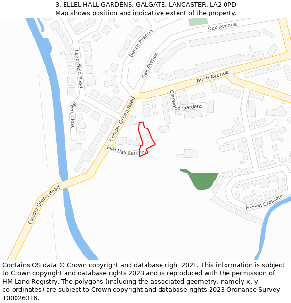 3, ELLEL HALL GARDENS, GALGATE, LANCASTER, LA2 0PD: Location map and indicative extent of plot