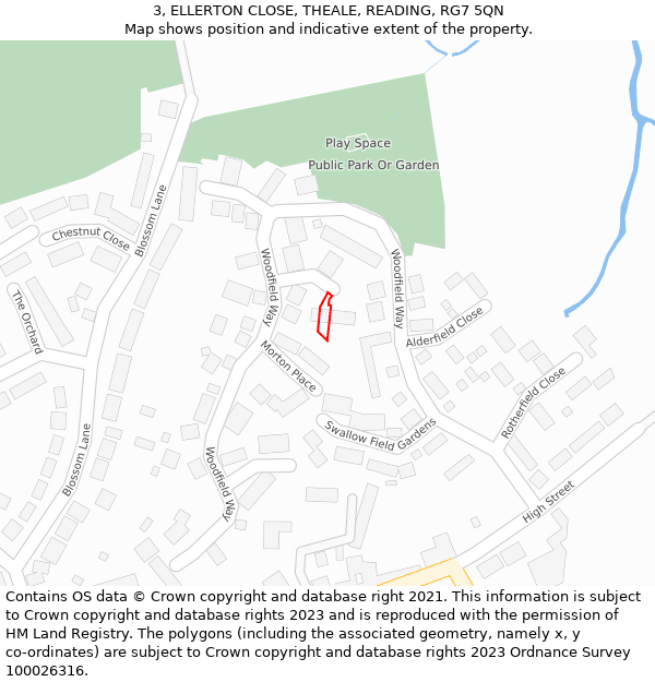 3, ELLERTON CLOSE, THEALE, READING, RG7 5QN: Location map and indicative extent of plot