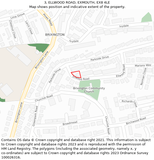 3, ELLWOOD ROAD, EXMOUTH, EX8 4LE: Location map and indicative extent of plot