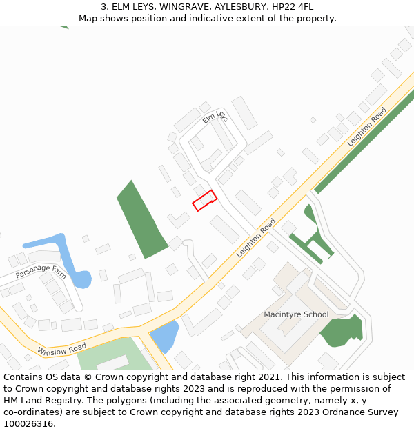 3, ELM LEYS, WINGRAVE, AYLESBURY, HP22 4FL: Location map and indicative extent of plot