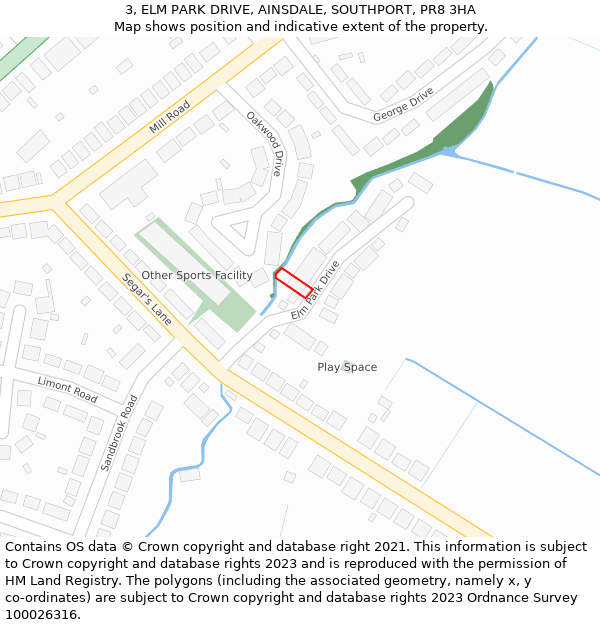 3, ELM PARK DRIVE, AINSDALE, SOUTHPORT, PR8 3HA: Location map and indicative extent of plot