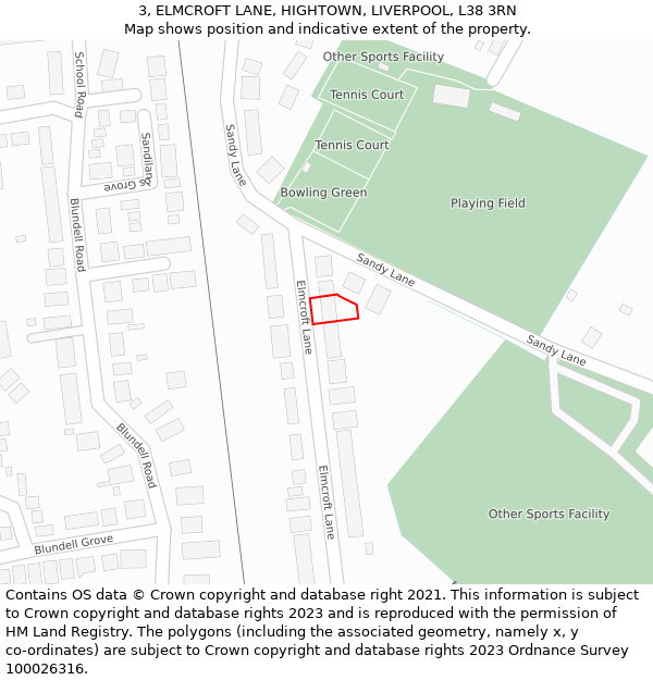 3, ELMCROFT LANE, HIGHTOWN, LIVERPOOL, L38 3RN: Location map and indicative extent of plot