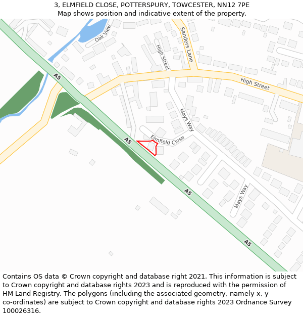 3, ELMFIELD CLOSE, POTTERSPURY, TOWCESTER, NN12 7PE: Location map and indicative extent of plot