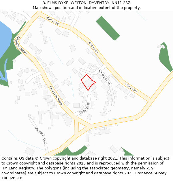 3, ELMS DYKE, WELTON, DAVENTRY, NN11 2SZ: Location map and indicative extent of plot