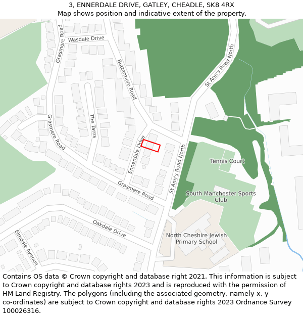 3, ENNERDALE DRIVE, GATLEY, CHEADLE, SK8 4RX: Location map and indicative extent of plot