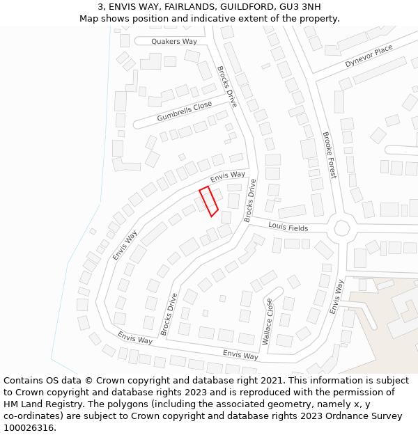 3, ENVIS WAY, FAIRLANDS, GUILDFORD, GU3 3NH: Location map and indicative extent of plot