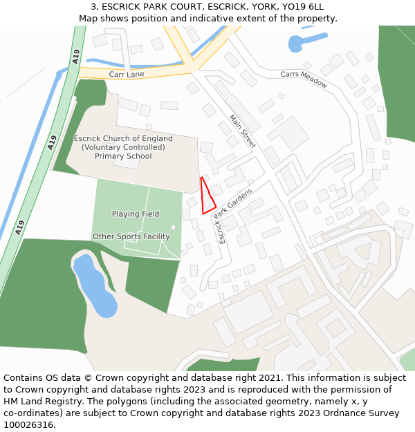 3, ESCRICK PARK COURT, ESCRICK, YORK, YO19 6LL: Location map and indicative extent of plot