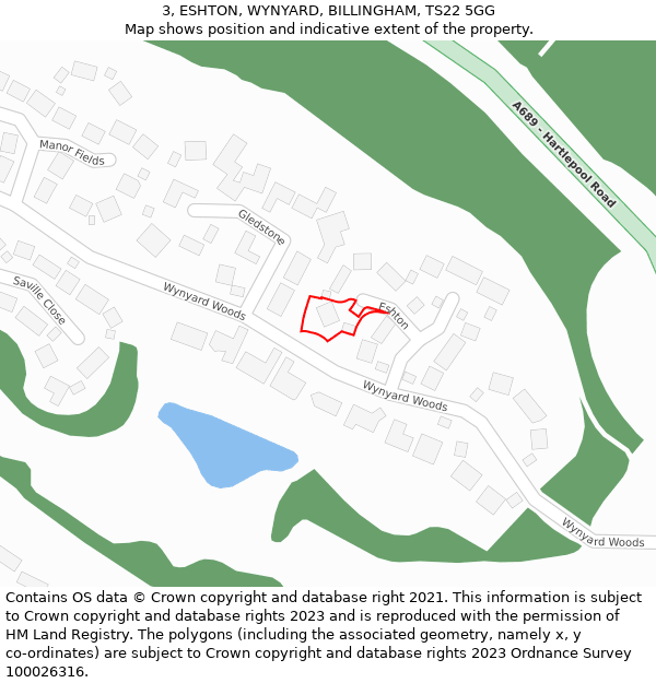 3, ESHTON, WYNYARD, BILLINGHAM, TS22 5GG: Location map and indicative extent of plot