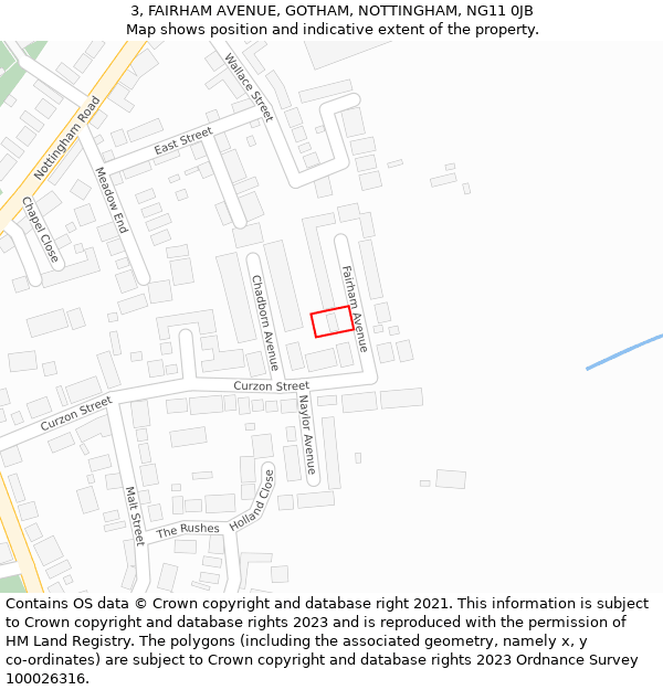 3, FAIRHAM AVENUE, GOTHAM, NOTTINGHAM, NG11 0JB: Location map and indicative extent of plot