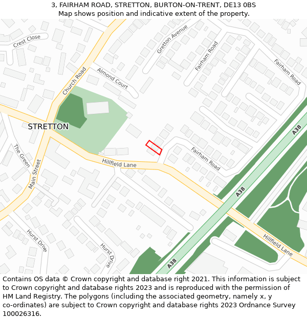 3, FAIRHAM ROAD, STRETTON, BURTON-ON-TRENT, DE13 0BS: Location map and indicative extent of plot