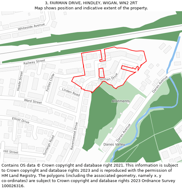 3, FAIRMAN DRIVE, HINDLEY, WIGAN, WN2 2RT: Location map and indicative extent of plot