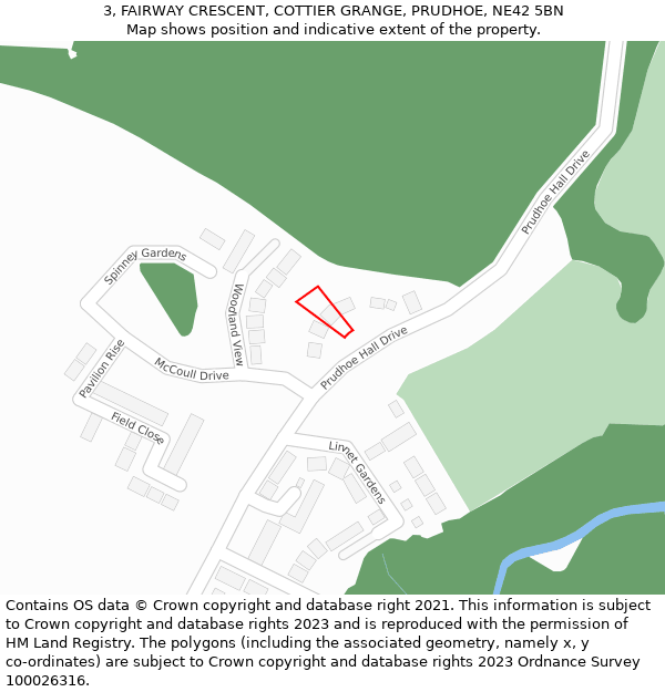 3, FAIRWAY CRESCENT, COTTIER GRANGE, PRUDHOE, NE42 5BN: Location map and indicative extent of plot