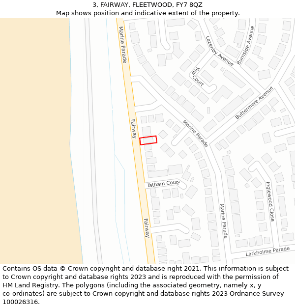 3, FAIRWAY, FLEETWOOD, FY7 8QZ: Location map and indicative extent of plot