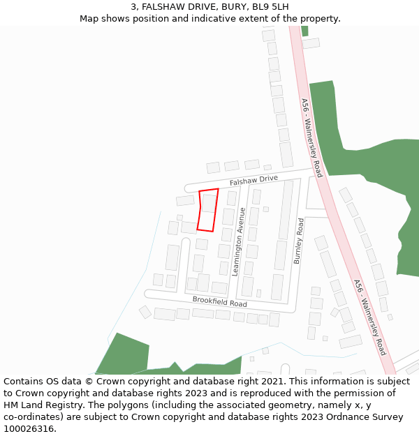 3, FALSHAW DRIVE, BURY, BL9 5LH: Location map and indicative extent of plot