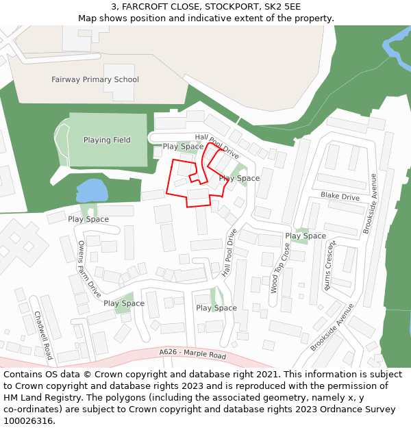 3, FARCROFT CLOSE, STOCKPORT, SK2 5EE: Location map and indicative extent of plot