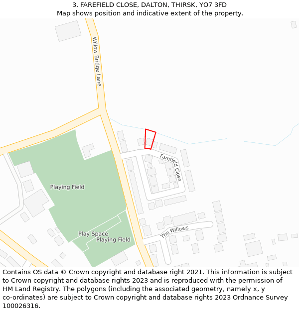 3, FAREFIELD CLOSE, DALTON, THIRSK, YO7 3FD: Location map and indicative extent of plot