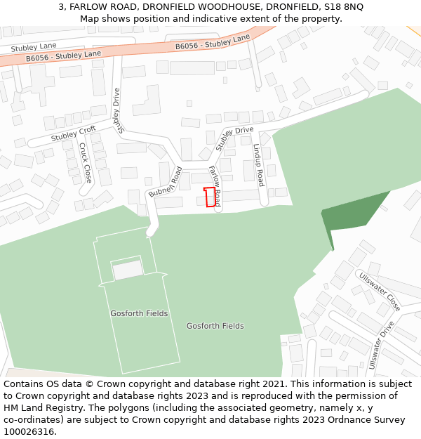 3, FARLOW ROAD, DRONFIELD WOODHOUSE, DRONFIELD, S18 8NQ: Location map and indicative extent of plot