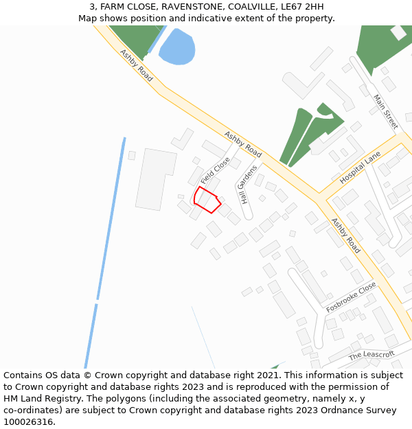 3, FARM CLOSE, RAVENSTONE, COALVILLE, LE67 2HH: Location map and indicative extent of plot