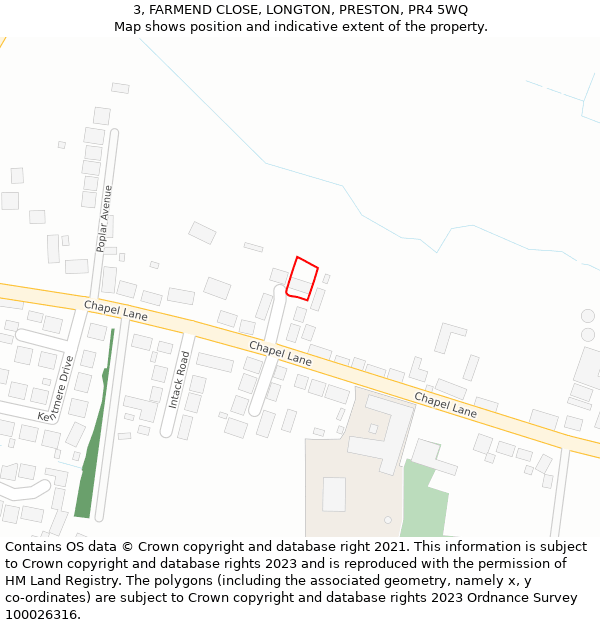 3, FARMEND CLOSE, LONGTON, PRESTON, PR4 5WQ: Location map and indicative extent of plot