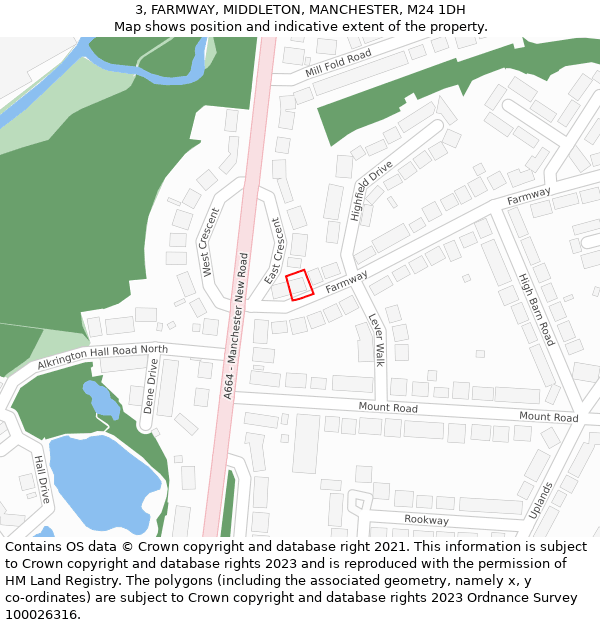 3, FARMWAY, MIDDLETON, MANCHESTER, M24 1DH: Location map and indicative extent of plot